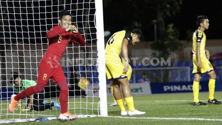 Witan Sulaeman di laga SEA Games 2019 antara Timnas Indonesia U-23 vs Brunei.