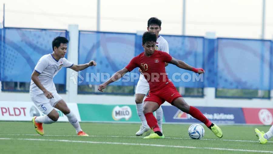 Osvaldo Haay di pertandingan antara Indonesia U-23 vs Laos U-23 SEA Games Filipina 2019, Kamis (05/12/19).