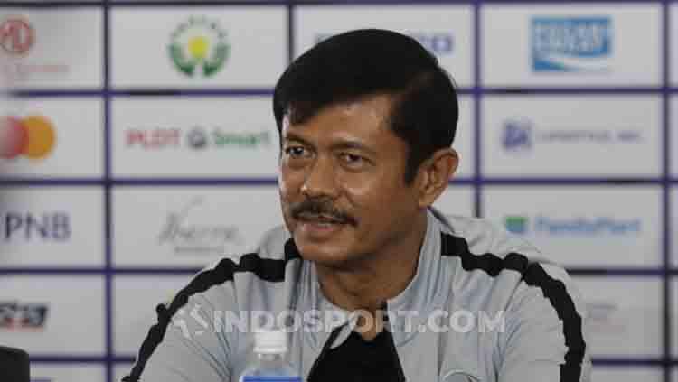 Pelatih Timnas Indonesia U-23, Indra Sjafri dalam jumpa pers jelang melawan Myanmar U-23 di Stadion Rizal Memorial, Jumat (06/12/19).