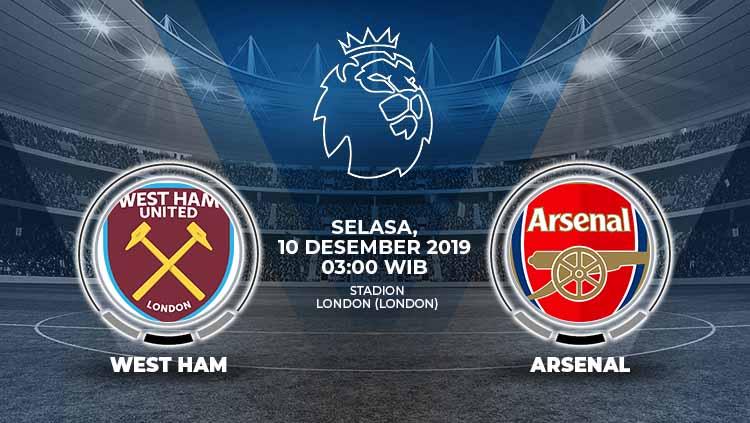 Pertandingan antara West Ham United vs Arsenal.