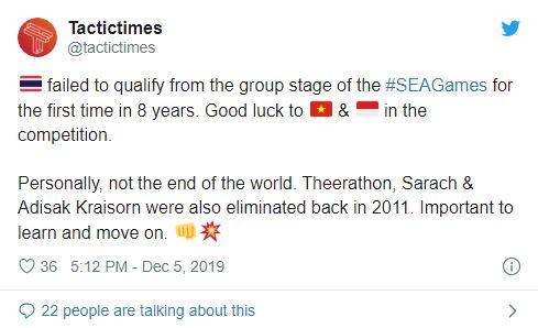 Fans sepak bola Thailand mengomentari hasil timnya di SEA Games 2019. Copyright: Twitter