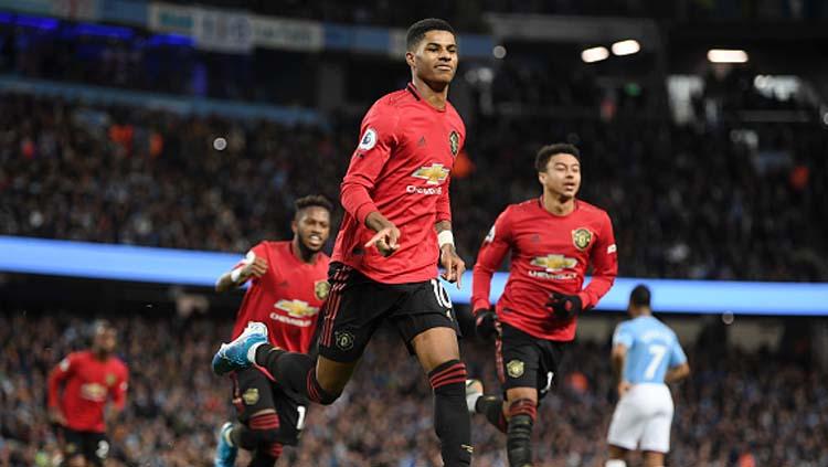 Marcus Rashford santer dikaitkan dengan Arsenal. Namun, ia wajib waspada karena ada 3 bintang Manchester United yang gagal total usai pindah ke The Gunners. (Foto: Michael Regan/GettyImages)