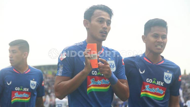 Selebrasi Hari Nur Yulianto (tengah) di Laga PSIS Semarang vs Arema FC dalam Liga 1 2019.