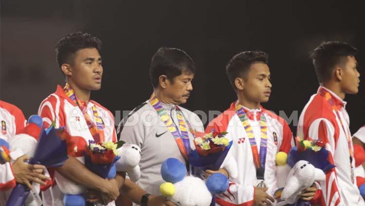 Para pemain Timnas Indonesia U-23 dan pelatih Indra Sjafri harus puas meraih medali perak di SEA Games 2019