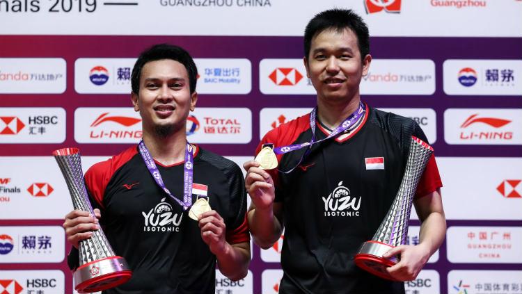 Pasangan ganda putra Mohammad Ahsan/Hendra Setiawan meraih banyak prestasi pada tahun 2019, termasuk BWF World Tour Finals.