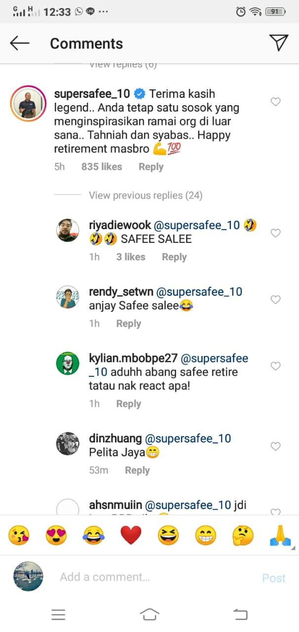 Ucapan Safee Sali buat Bambang Pamungkas. Copyright: Instagram