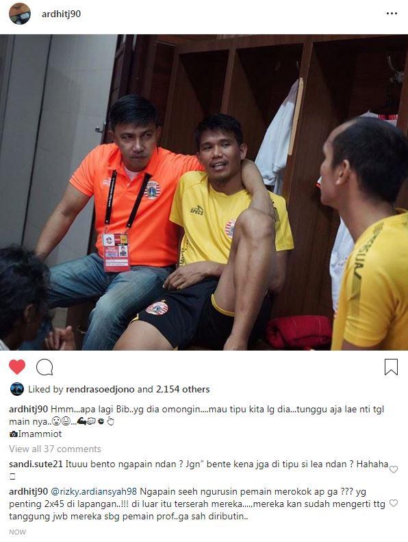 Komentar Manajer klub Liga 1, Persija Jakarta, Ardhi Tjahjoko di akun Instagram pribadinya. Copyright: Instagram