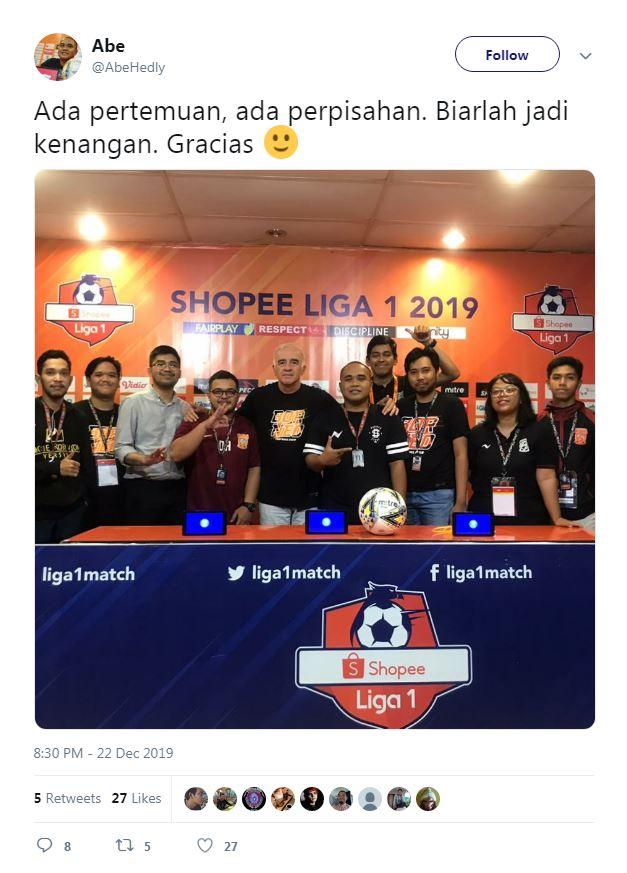 Manajemen Borneo FC ucap perpisahan pada pelatih Mario Gomez Copyright: Twitter @AbeHedly