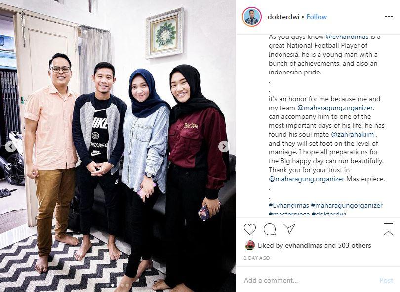 Evan Dimas dan Zahra Hakim rencanakan pernikahan di Surabaya Copyright: Instagram @dokterdwi