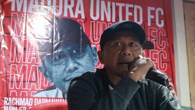 Kepala pelatih anyar Madura United Rahmad Darmawan. Copyright: Twitter/@MaduraUnitedFC