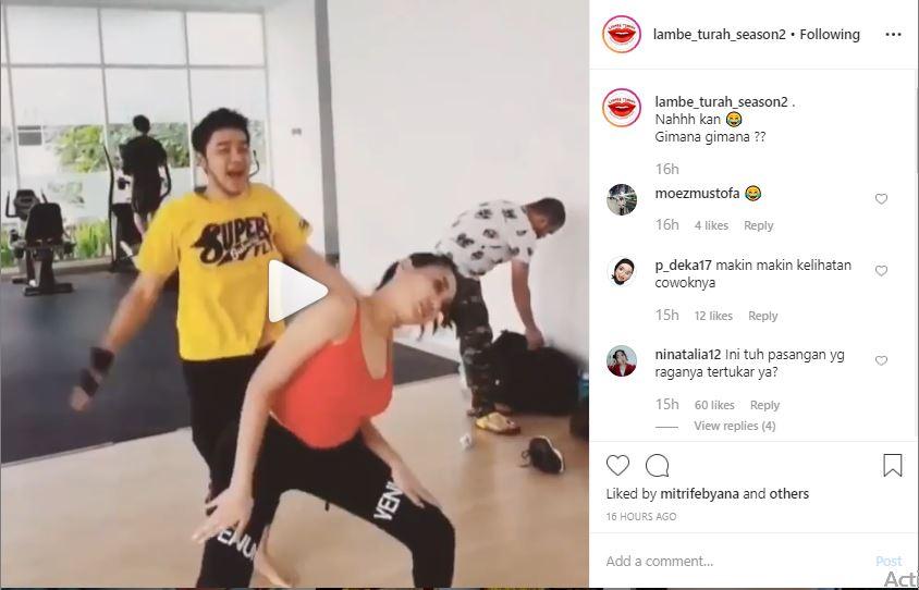 Gaya pemanasan Lucinta Luna dan pacarnya, Abas, menuai komentar Netizen. Copyright: Instagram/@lambe_turah_season2