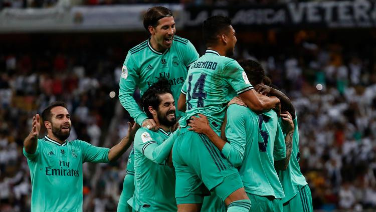 Seleberasi pemain Real Madrid Usai Mencetak gol di Piala Super Spanyol Copyright: twitter.com/realmadrid