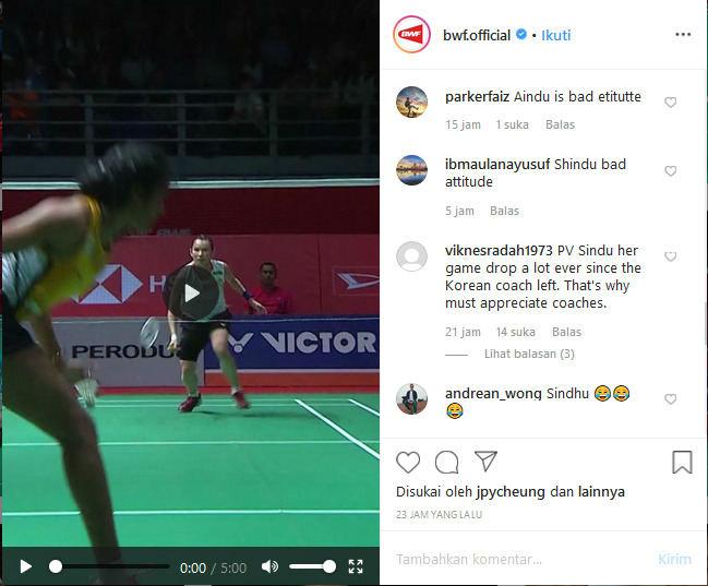 Netizen serang pebulutangkis tunggal putri India, Pusarla V Sindhu. Copyright: Instagram/bwf.official