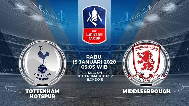 Berikut prediksi pertandingan Piala FA 2019-2020 antara Tottenham Hotspur vs Middlesbrough, Rabu (15/01/20) WIB