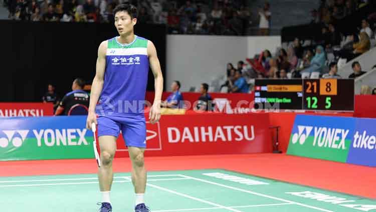 Pebulutangkis tunggal putra China Taipei, Chou Tien Chen, kalah dari wakil Hong Kong, Lee Cheuk Yiu, pada babak pertama Indonesia Masters 2020, Rabu (15/01/20).