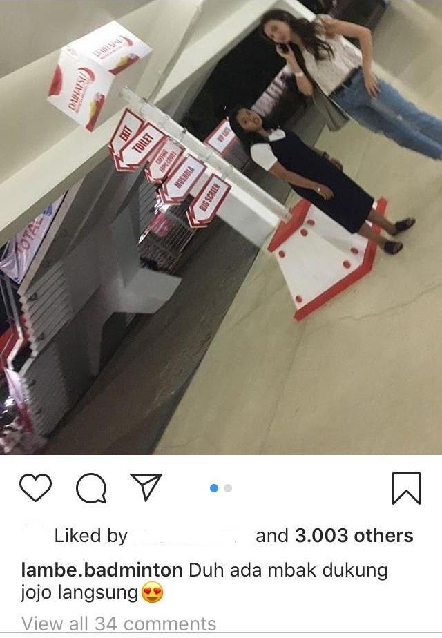 Shanju Eks JKT48 tampak berada di Istora Senayan untuk menyaksikan Jonatan Christie tanding di Indonesia Masters 2020. Copyright: Instagram/@lambe.badminton