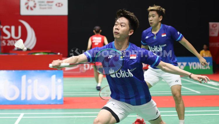 Momen sergapan kilat Kevin Sanjaya Sukamuljo yang satu ini sukses buat pasangan Jepang itu tak berkutik.
