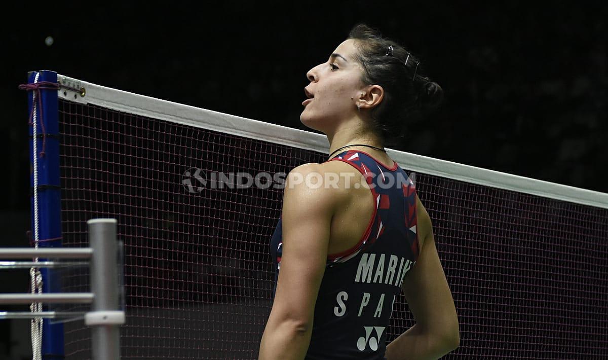 Carolina Marin hanya butuh waktu 50 menit untuk menang dua set langsung atas He Bing Jiao di semifinal Indonesia Masters 2020.