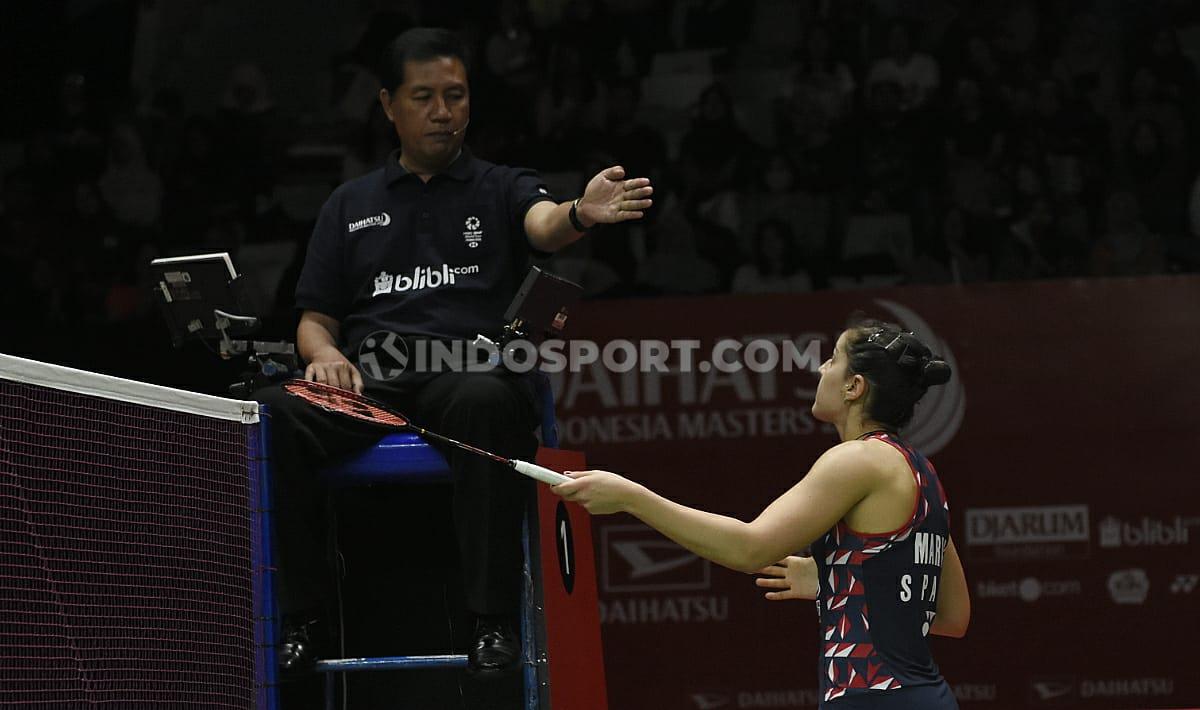 Carolina Marin sempat memprotes keputusan wasit dalam babak semifinal Indonesia Masters 2020.