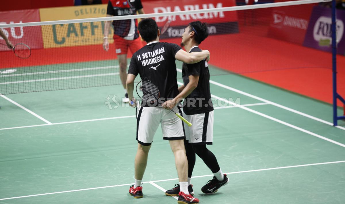 Ganda Putra Indonesia, Fajar Alfian/Muhammad Rian Ardianto vs Mohammad Ahsan/Hendra Setiawan di Indonesia Masters 2020.