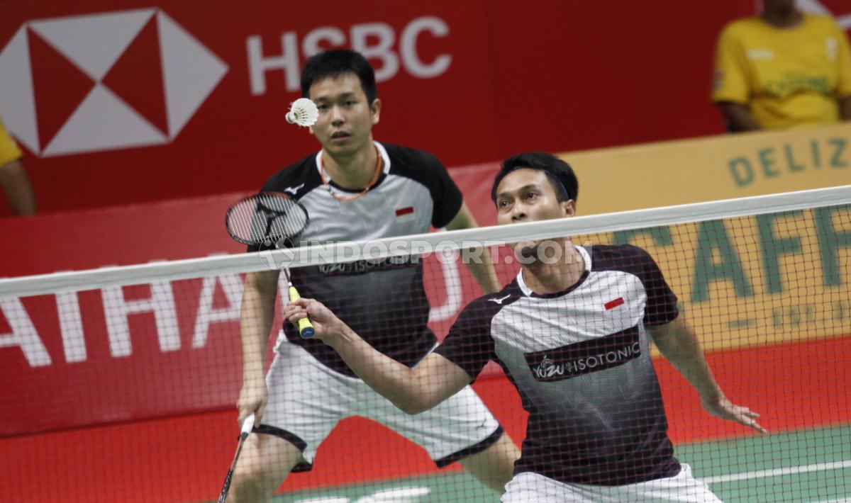Ganda Putra Indonesia, Fajar Alfian/Muhammad Rian Ardianto vs Mohammad Ahsan/Hendra Setiawan di Indonesia Masters 2020. Copyright: Herry Ibrahim/INDOSPORT