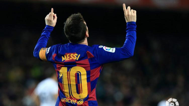 Megabintang Barcelona, Lionel Messi, masih aman menjadi pemuncak top skor sementara kompetisi LaLiga Spanyol hingga pekan ke-26. - INDOSPORT