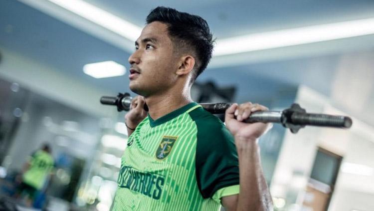 Muhammad Hambali Tolib tetap disiplin latihan meski Persebaya keberatan Liga 1 2020 dilanjutkan.
