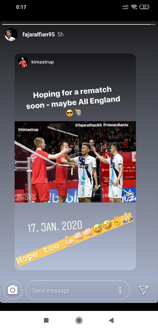 Diajak Bertanding di All England, Fajar Alfian Jawab Tantangan Kim Astrup Copyright: instagram.com/fajaralfian95