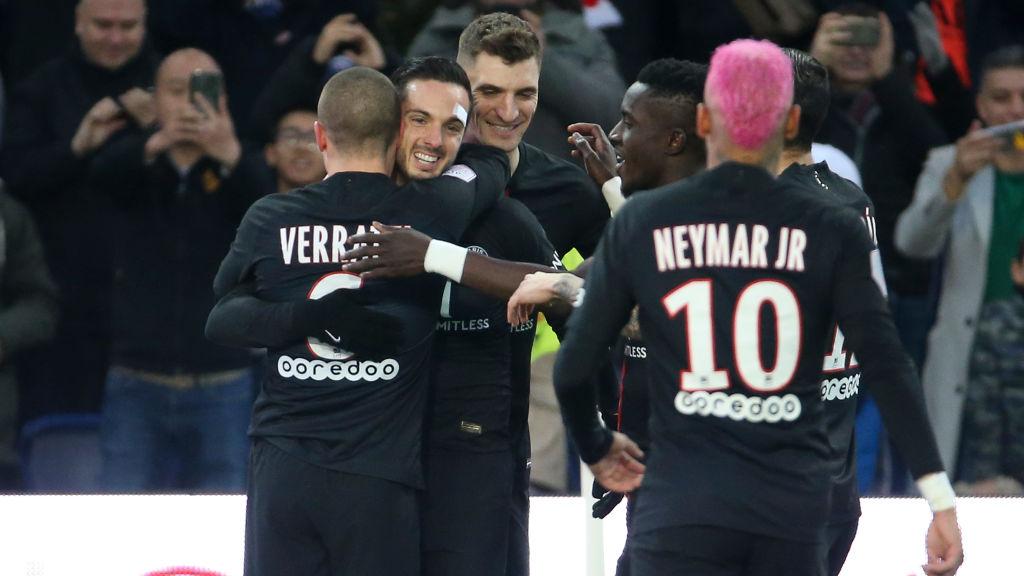Pablo Sarabia merayakan golnya dalam laga Paris Saint-Germain vs Montpellier - INDOSPORT