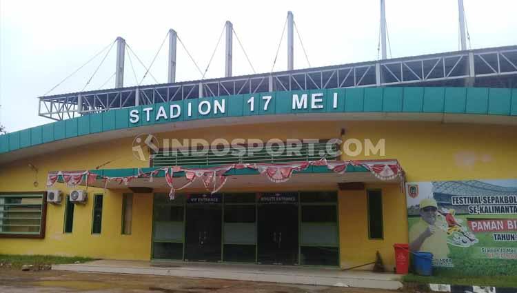 Kondisi terkini Stadion 17 Mei Banjarmasin yang selesai renovasi tahap pertama. - INDOSPORT