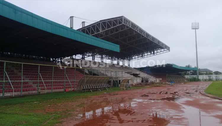 Kondisi Stadion 17 Mei Banjarmasin yang selesai renovasi tahap pertama pada Februari 2020 lalu. - INDOSPORT