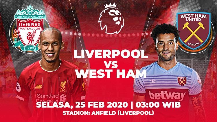 Berikut prediksi pertandingan Liga Inggris antara Liverpool vs West Ham United, Selasa (25/02/20).