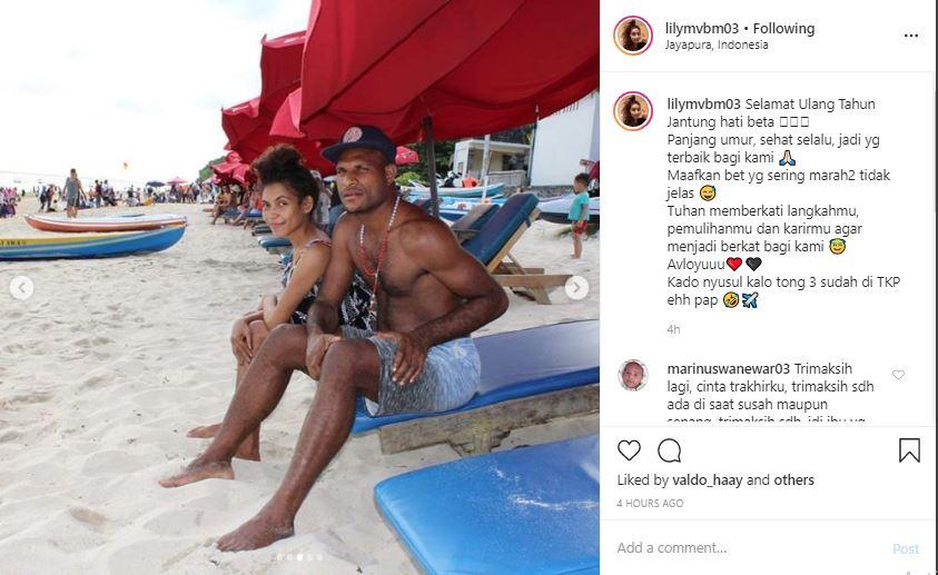 Ucapan romantis istri Marinus saat ulang tahun sang suami. Copyright: Instagram @lilymvbm03