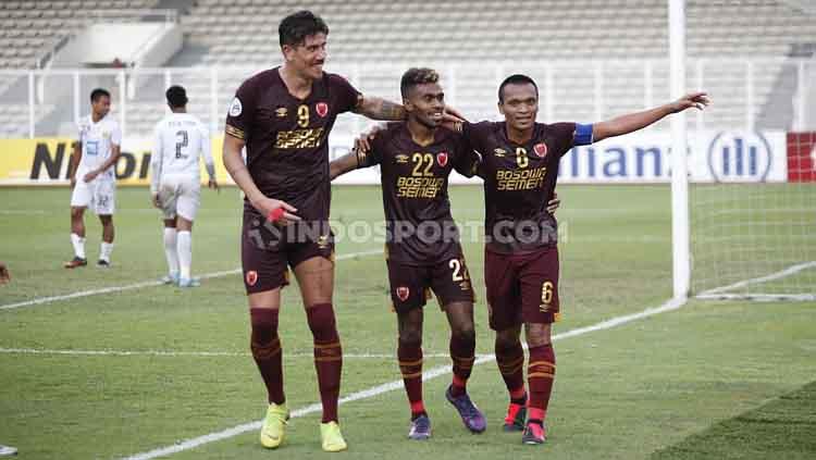 Tiga pencetak gol PSM Makassar ke gawang Shan United, Giancarlo, Yakob Sayuri, dan Ferdinand Sinaga.