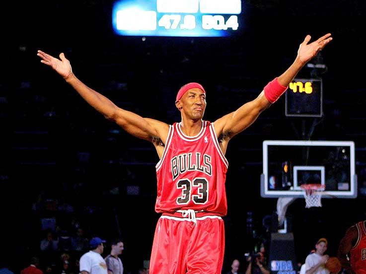 Scottie Pippen, salah satu legenda basket NBA dari tim Chicago Bulls. Copyright: Jed Jacobsohn/Getty Images