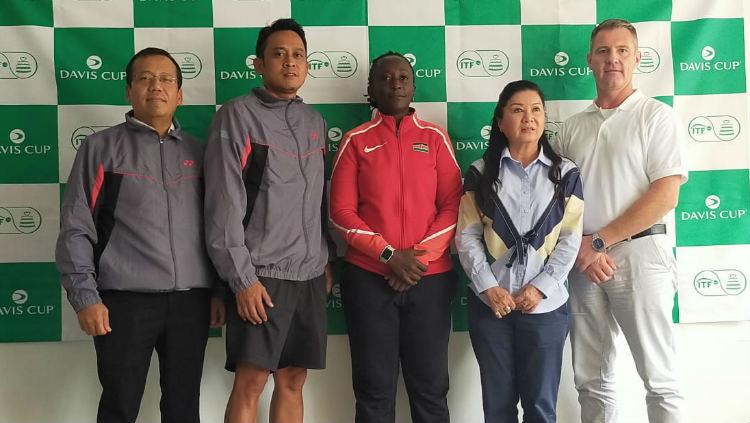 Konferensi pers turnamen tenis Piala Davis antara Indonesia vs Kenya.