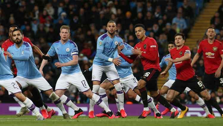 Derby Manchester antara Man City vs Man United di Liga Inggris 2019-2020 pertemuan pertama. - INDOSPORT