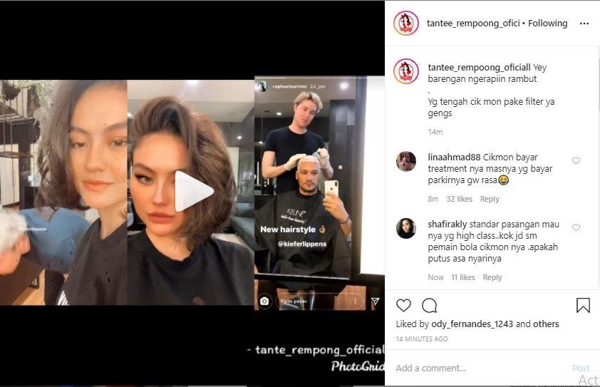Raphael Maitimo dan Agnes Monica pamer rambut baru, namun mendapatkan respons negatif dari warganet. Copyright: Instagram/@tantee_rempoong_official