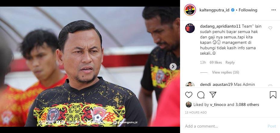 Mantan pemain Kalteng Putra tagih gaji Liga 1 2019 di Instagram Copyright: Instagram @kaltengputra_id