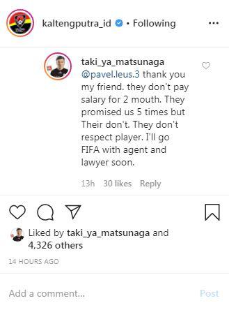 Takuya Matsunaga ancam laporkan Kalteng Putra ke FIFA Copyright: @kaltengputra_id