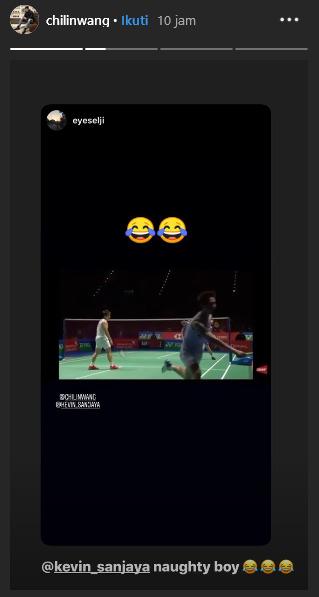 Pebulutangkis Taiwan Wang Chi Lin sebut Kevin Sanjaya Naught Boy Copyright: Instagram @chilinwang