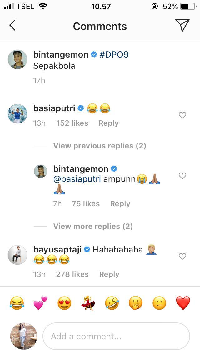 Komentar pemain Persija Putri, Basia Putri, di akun Instagram selebgram Gusti Bintang. Copyright: Instagram @bintangemon