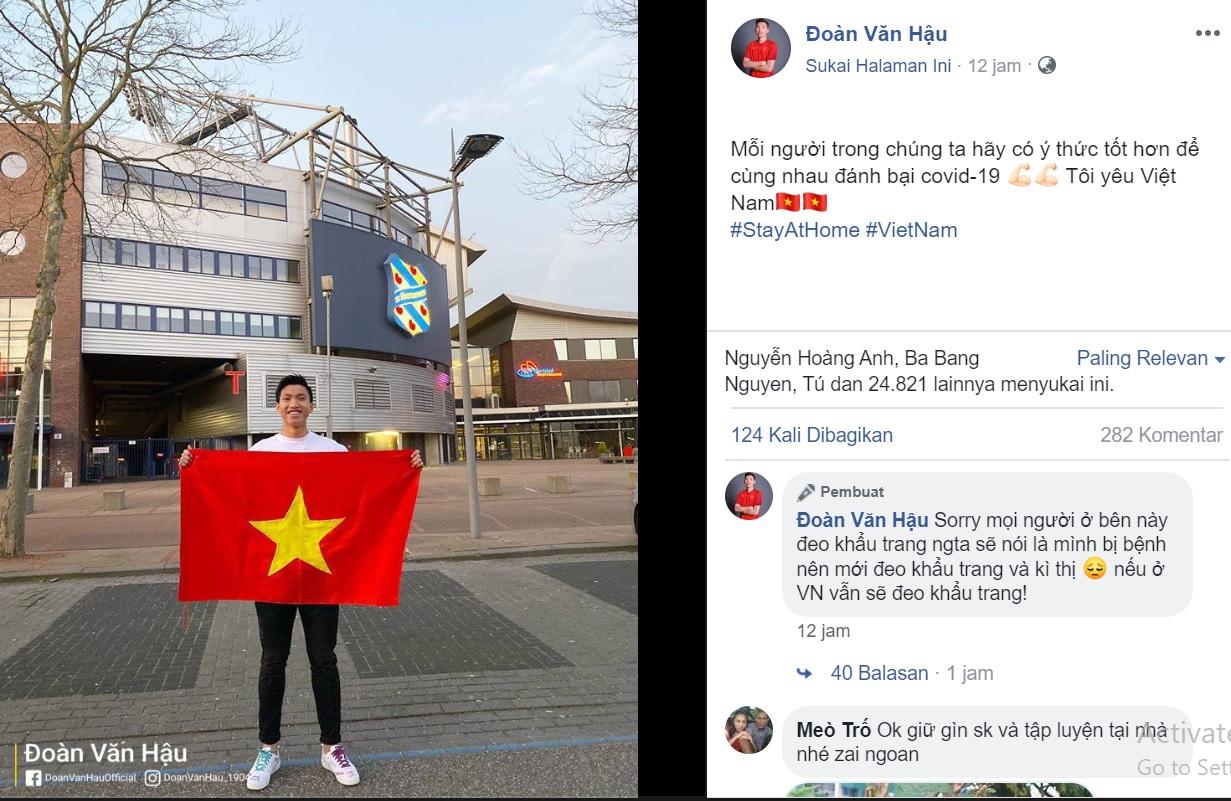 Bek Vietnam, Doan Van Hau, dipertanyakan netizen karena tidak menggunakan masker saat berada di jalanan Belanda. Copyright: Facebook