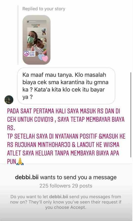 Andrea Dian menjawab pertanyaan seputar biaya perawatan corona. Copyright: Instagram @andreadianbimo