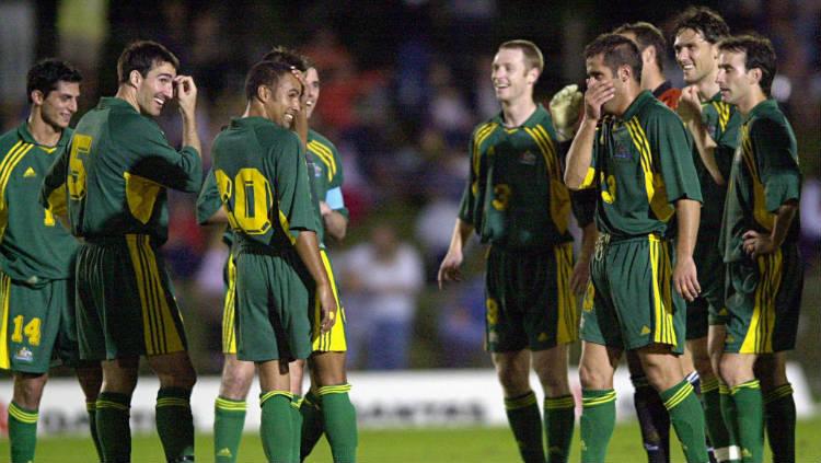 Skuat Timnas Australia saat bantai American Samoa 31-0 di ajang Kualifikasi Piala Dunia 2002.