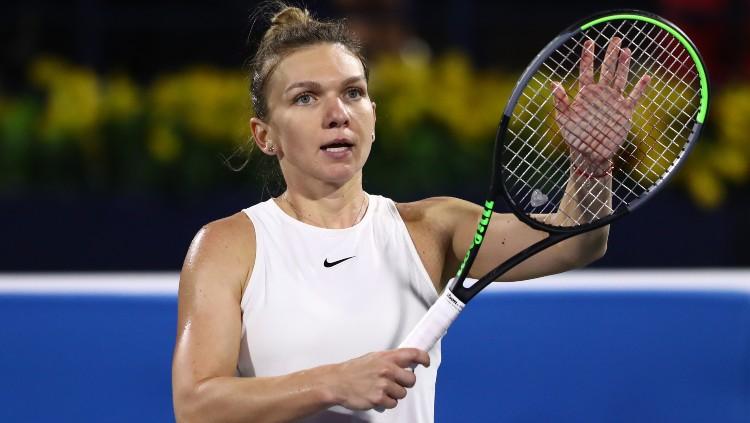 Simona Halep di turnamen tenis Dubai Duty Free.