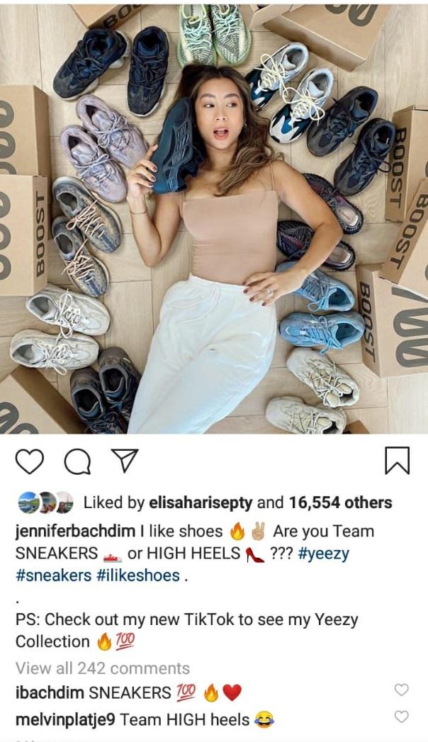 Unggahan Jennifer Bachdim dikomentari suami Irfan Bachdim dan pemain Bali United, Melvin Platje. Copyright: Instagram/@jenniferbachdim