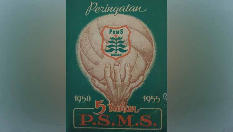 Logo PSMS dengan 8 helai daun yang terdapat di cover majalah peringatan 5 tahun berdirinya PSMS. Copyright: Dok. Indra Efendi Rangkuti