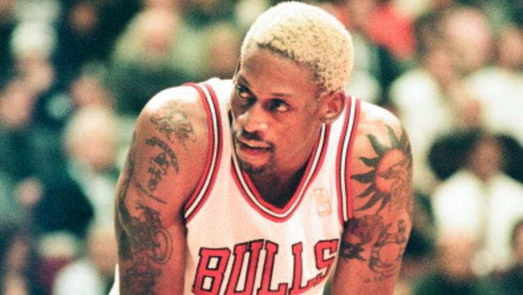 Legenda Basket NBA dari tim Chicago Bulls, Dennis Rodman. Copyright: Sporting News/GettyImages