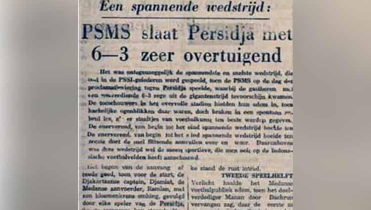 Artikel laga PSMS vs Persija, pada Lustrum PSMS 1955 silam. Copyright: Dok. Indra Efendi Rangkuti